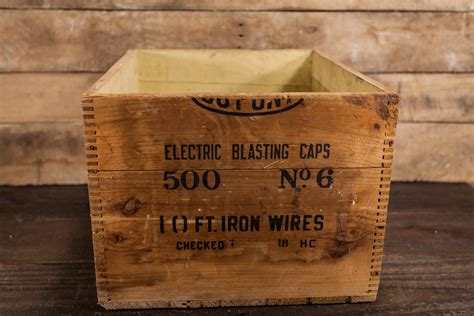 electric blasting caps wooden box|vintage blasting caps.